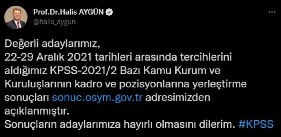 KPSS yerleştirme sonuçları açıklandı;
