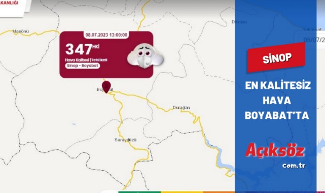 Türkiye’de en kalitesiz hava Boyabat’ta;