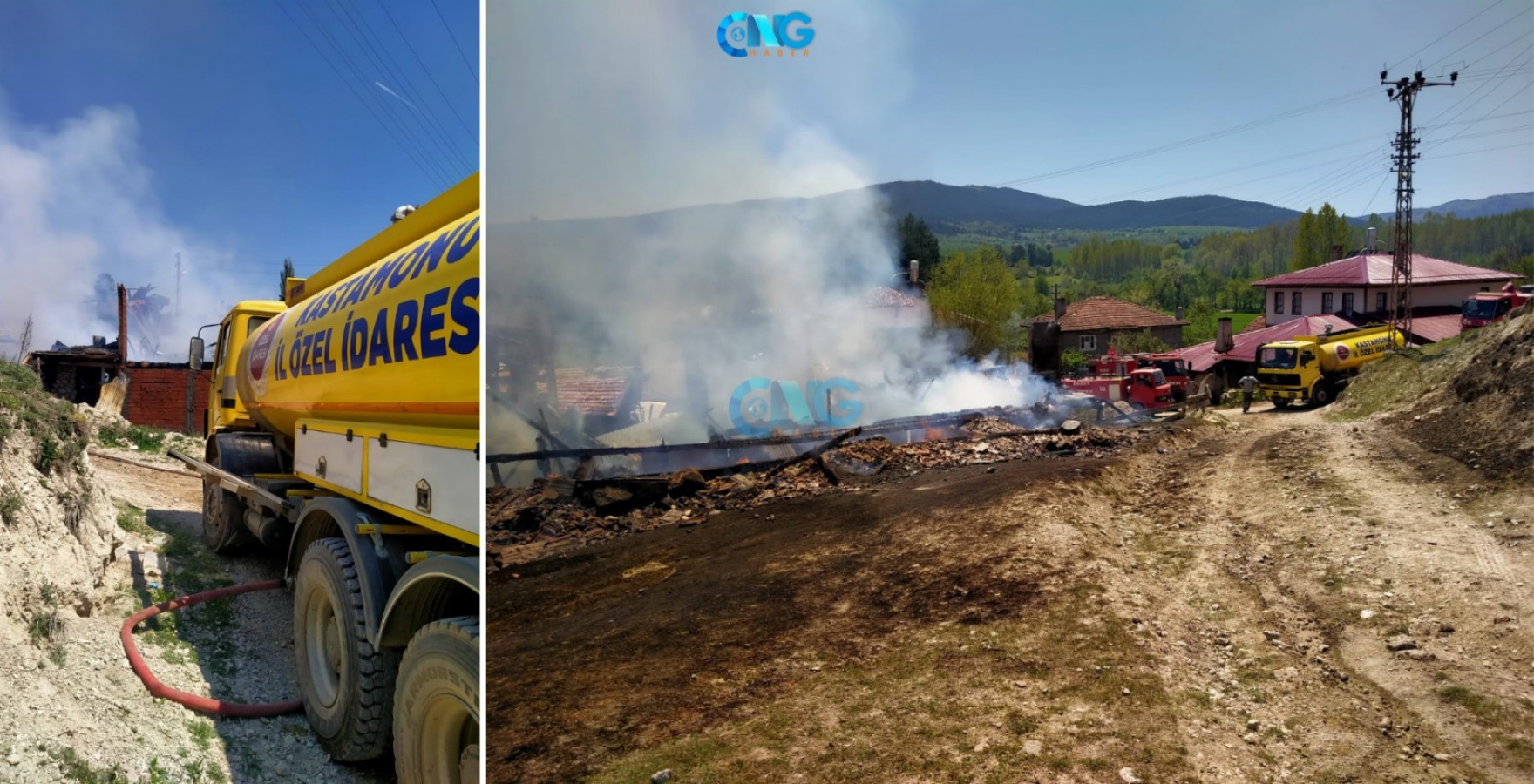 Daday'da iki ev yandı;