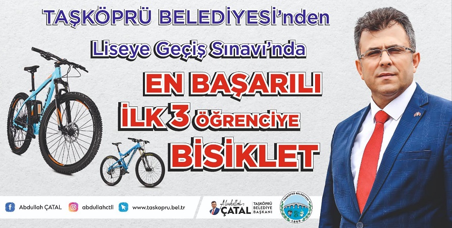 İlk üçe Taşköprü Belediyesi’nden bisiklet hediyesi;