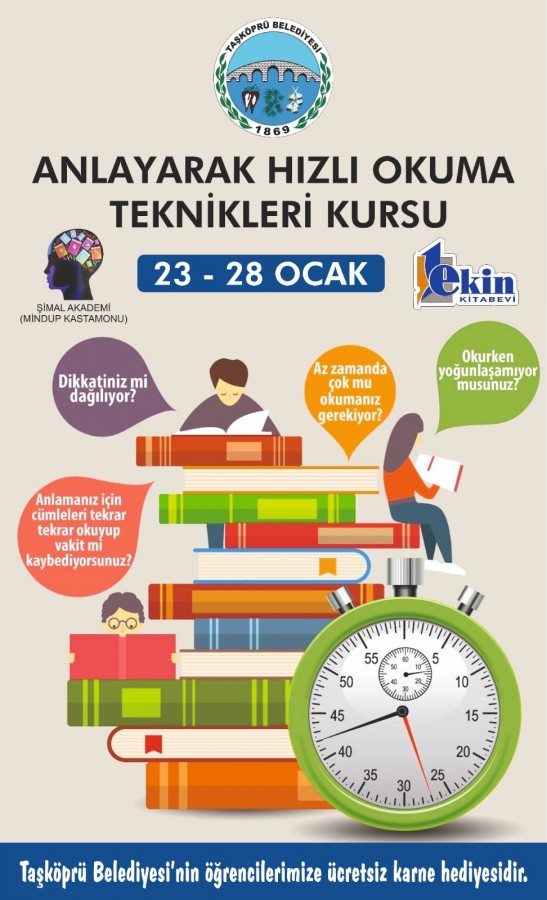 Taşköprü Belediyesi ‘hızlı okuma’ kursu açıyor;