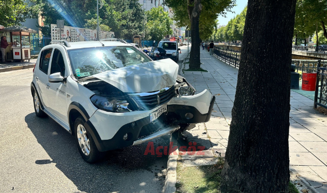 Önce yayaya; sonra ağaca çarptı;
