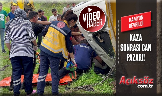 Sıkışan sürücü 1 saatte kurtarıldı;