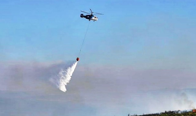 Kastamonu’daki helikopter, Amasya’da yangına müdahale ediyor;