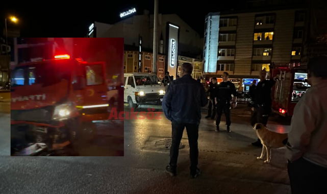Plevne Caddesinde itfaiye aracı kamyonete çarptı;