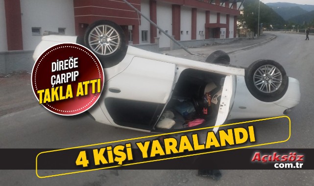 Otomobil takla attı, 4 yaralı;