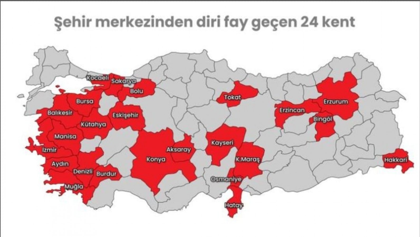 Deprem haritasında Tosya unutuldu!;